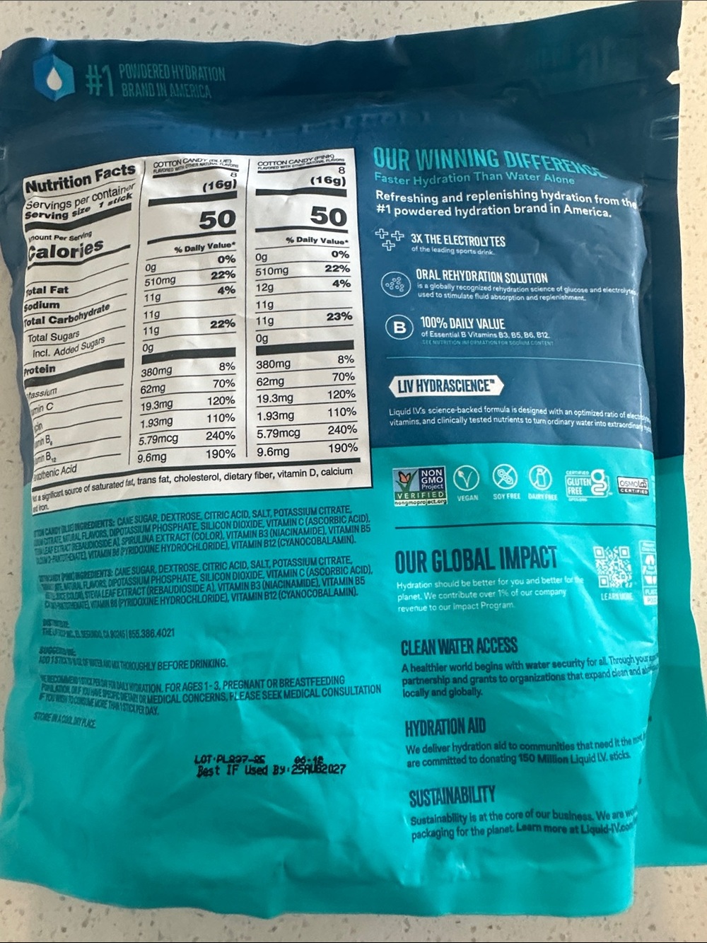 Hydration Multiplier Electrolyte Drink Mix- Blue & Pink Cotton Candy W/ Blue bag - Picture 3 of 8